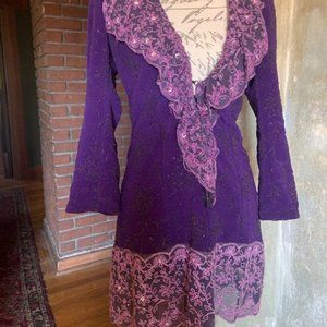 ONE OF A KIND VINTAGE Rhinestone beaded COAT/ sequined/ lace embellished jacket